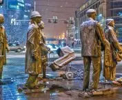 one of the most popular attractions in Wroclaw - the Monument to the Anonymous Passerby by Jerzy Kalina
