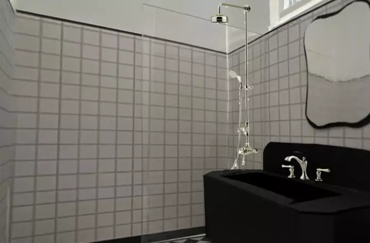 Wnętrze łazienki w projektowanym mieszkaniu