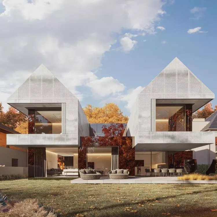Facade reflects surrounding nature