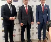 Od lewej: prezydent Katowic Marcin Krupa, rektor PŚ Arkadiusz Mężyk, dziekan WAPŚ Klaudiusz Fross