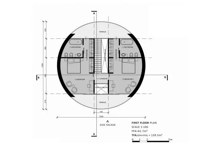 Circular Villas, rzut 1. piętra