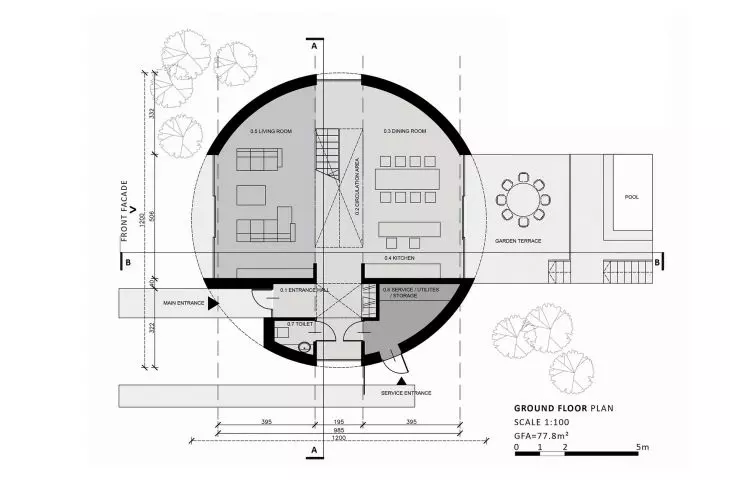 Circular Villas, rzut parteru