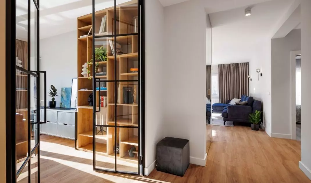 The interior has loft elements 
