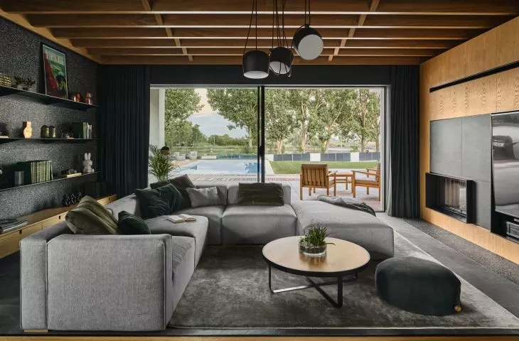 The salon is inspired by the Alpine style
