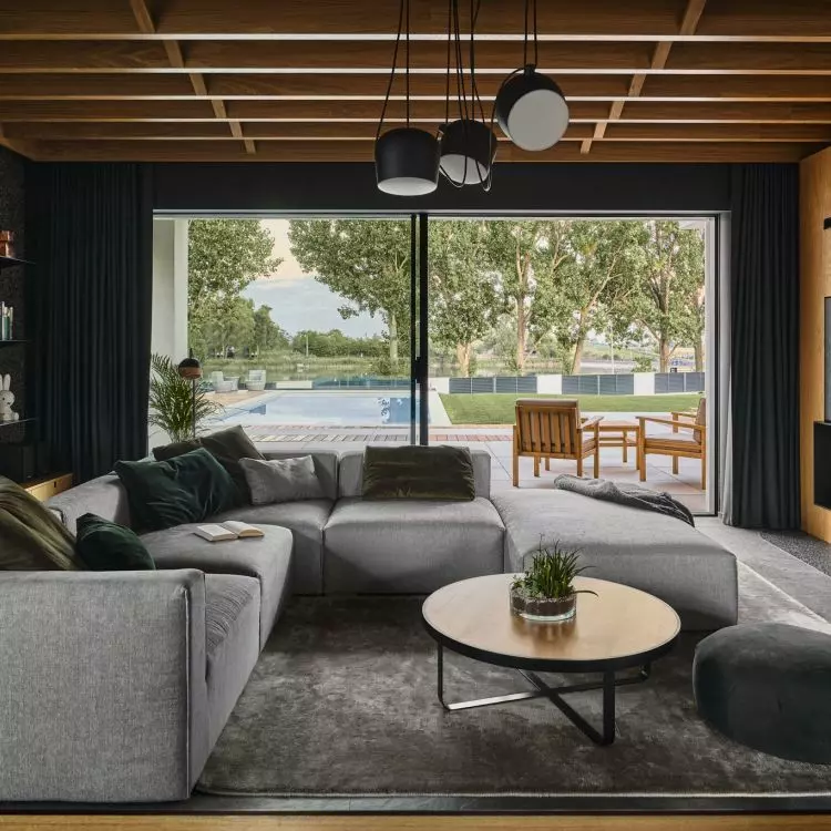 The salon is inspired by the Alpine style