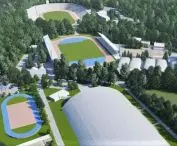Master plan for Golęcin sports center in Poznań - visualization of MPU planning intentions, general view from the south