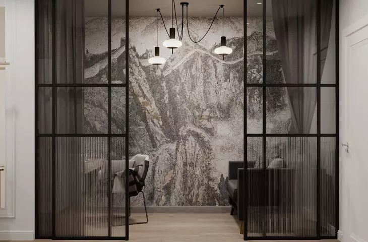 The apartment has industrial elements 