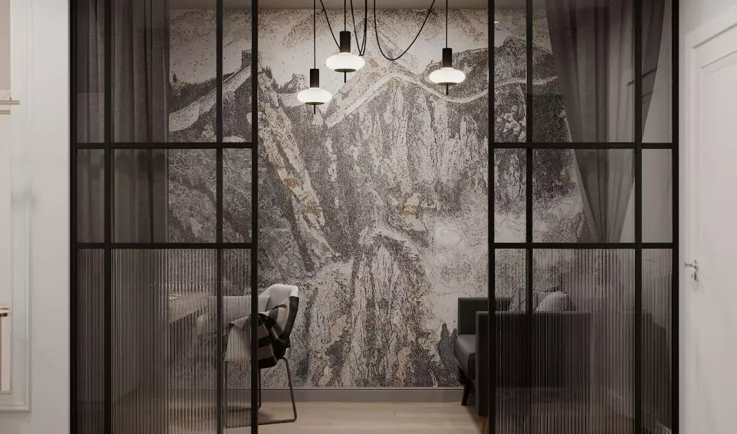 The apartment has industrial elements 
