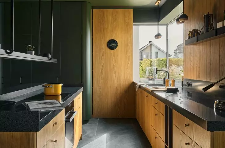 Kitchen in warm wood color