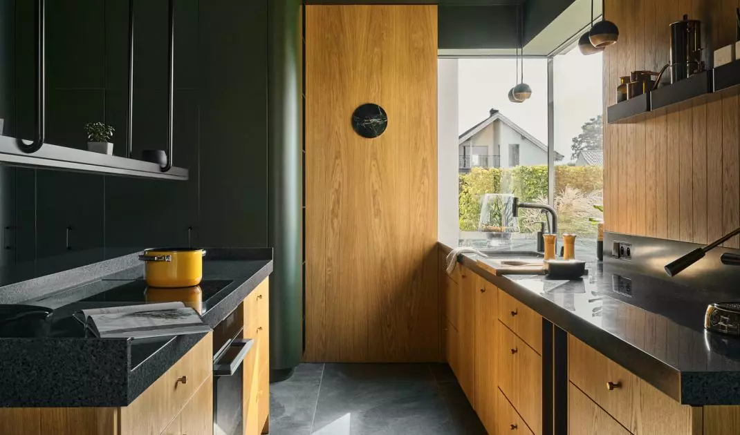 Kitchen in warm wood color
