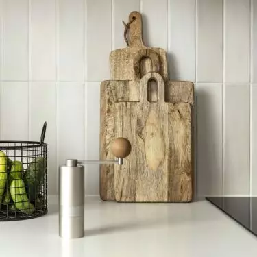 The kitchen is kept in black and white