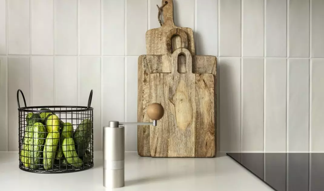 The kitchen is kept in black and white