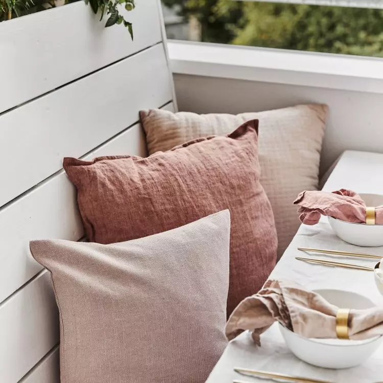 Wooden furniture will work well in such an arrangement