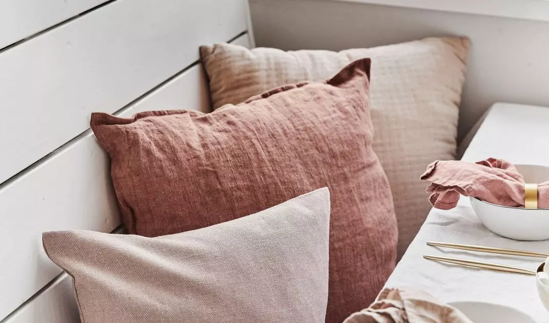 Wooden furniture will work well in such an arrangement