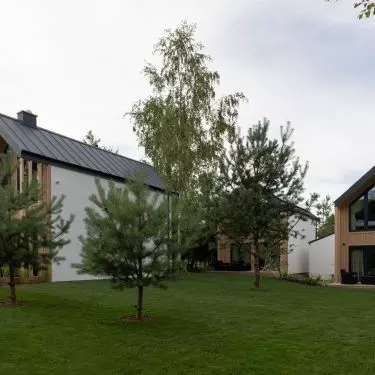 The houses have large glazing