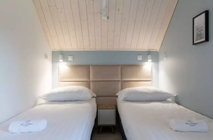 The bedroom was decorated in bright colors