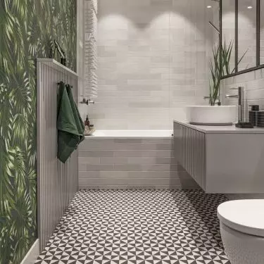 The bathroom has a bathtub with a screen 