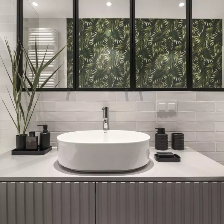 Bathroom cabinets were hidden behind mirrors