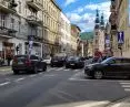 Garbary Street next to the revalorized tenement house, view of the Franciscan (former Bernardian) church