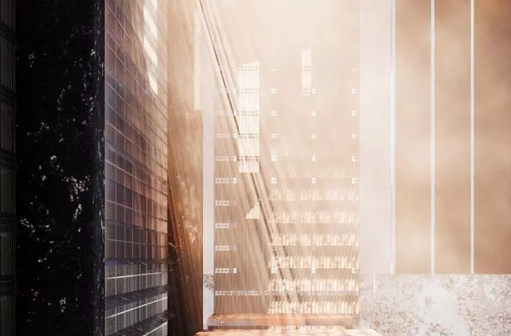 Reflected light brightens the interior