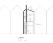 Vertical cross-section of the designed interior of the townhouse
