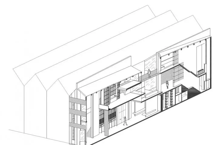 Cross-section of the designed interior of the townhouse