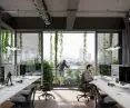 Rozsuwane okna zapewnią możliwość połączenia przestrzeni biurowej z zielonymi tarasami