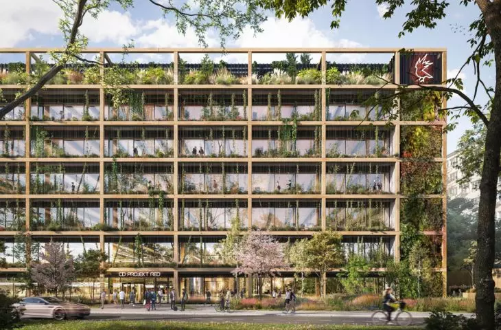 Visualization of the facade of the CD Projekt office