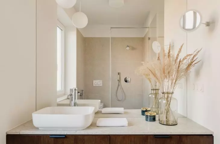 Bathroom with stone countertop