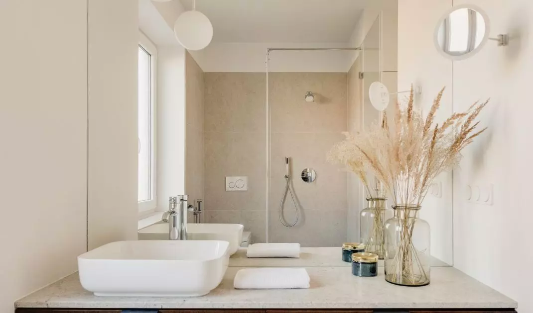 Bathroom with stone countertop