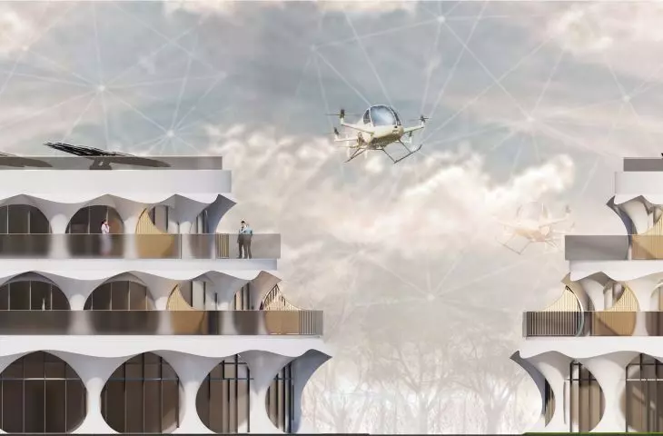 Futuristic hotel, facades