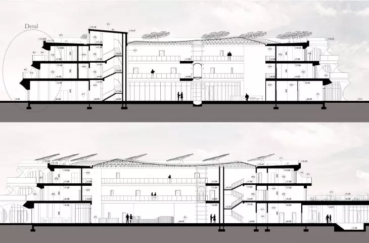 Futuristic hotel, cross sections