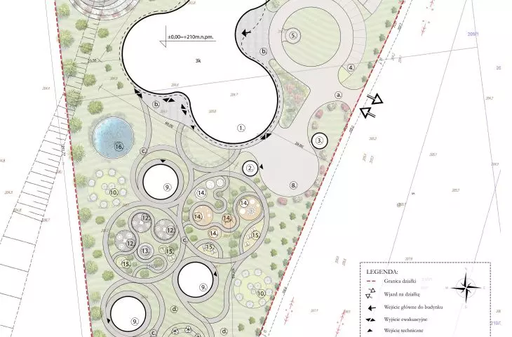 Futurystyczny hotel, plan zagospodarowania terenu