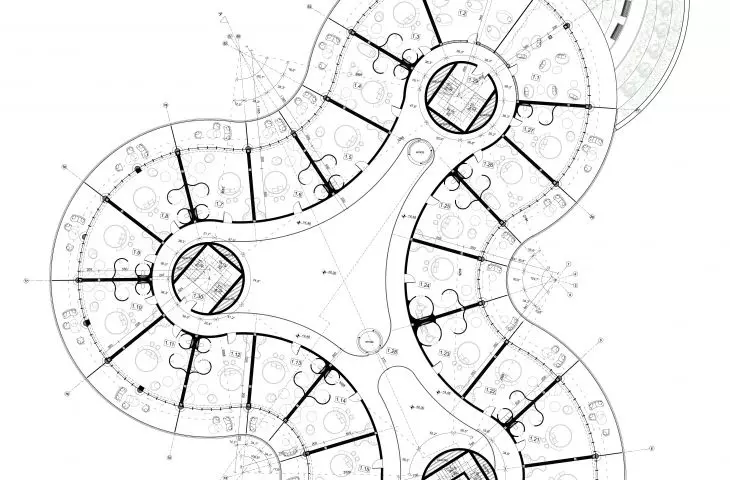 Futuristic hotel, second floor plan