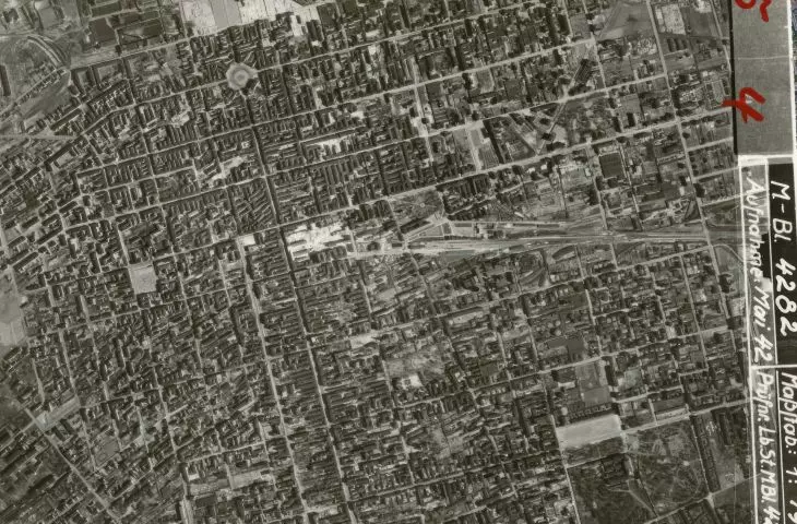 Aerial photo of the center of Lodz, 1942