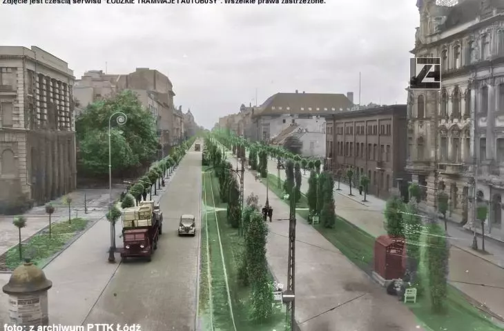 Łódż, aleja Kościuszki i ulica Zachodnia