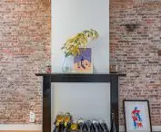 In place of the fireplace there is a wine rack