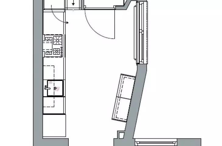 Apartment in Amsterdam, kitchen plan