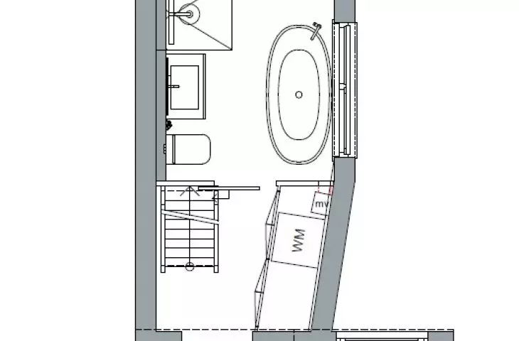 Amsterdam apartment, bathroom floor plan
