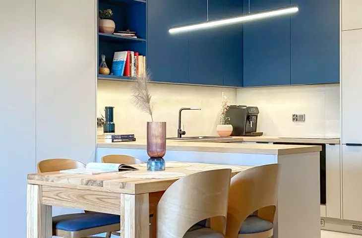 Kitchenette open to living room