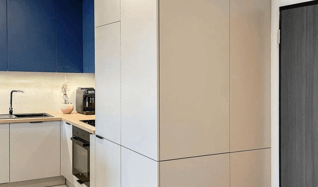 Closet hidden in the kitchen building