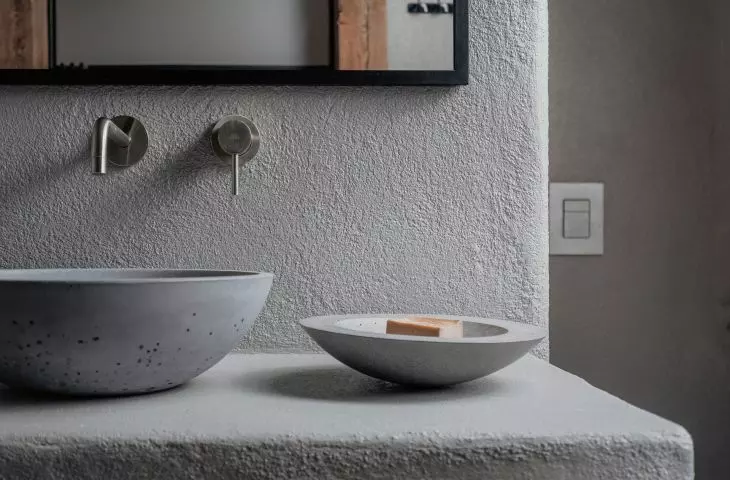 fashionable irregular texture of the bathroom walls
