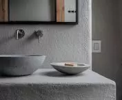 fashionable irregular texture of the bathroom walls