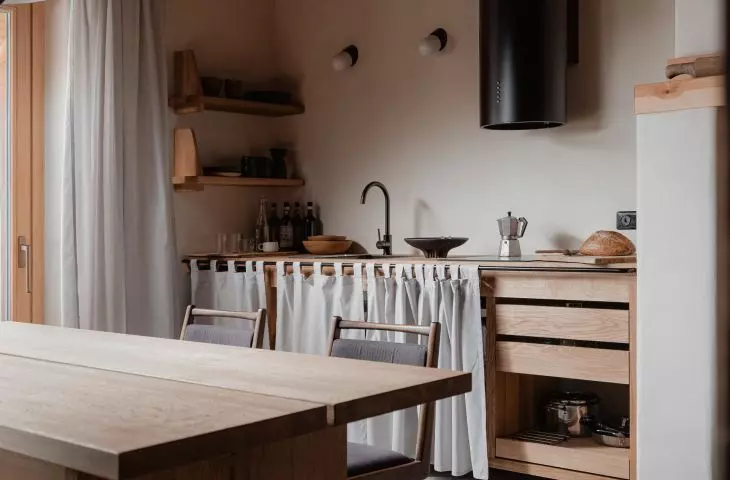 view of the kitchen and dining room