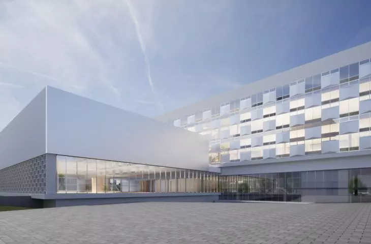 Programmatic and spatial study for the redevelopment of the former Hotel Cracovia building, visualization