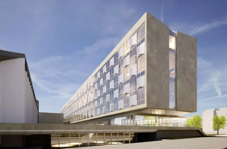 Programmatic and spatial study for the redevelopment of the former Hotel Cracovia building, visualization