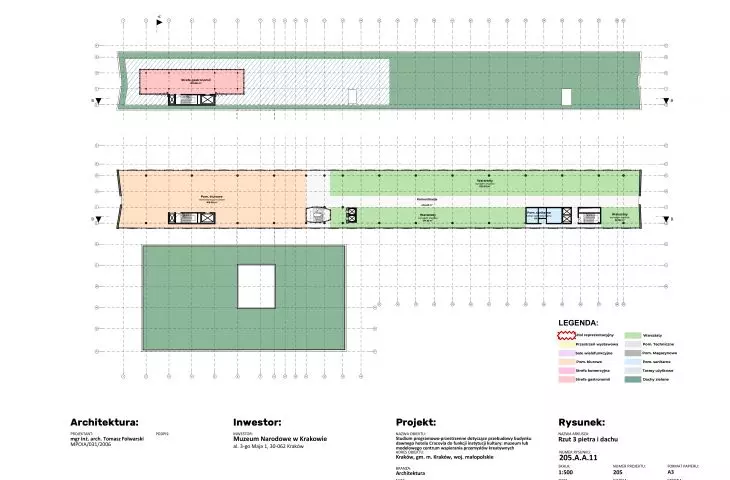 Programmatic and spatial study for the reconstruction of the former Cracovia Hotel building, office floor plan