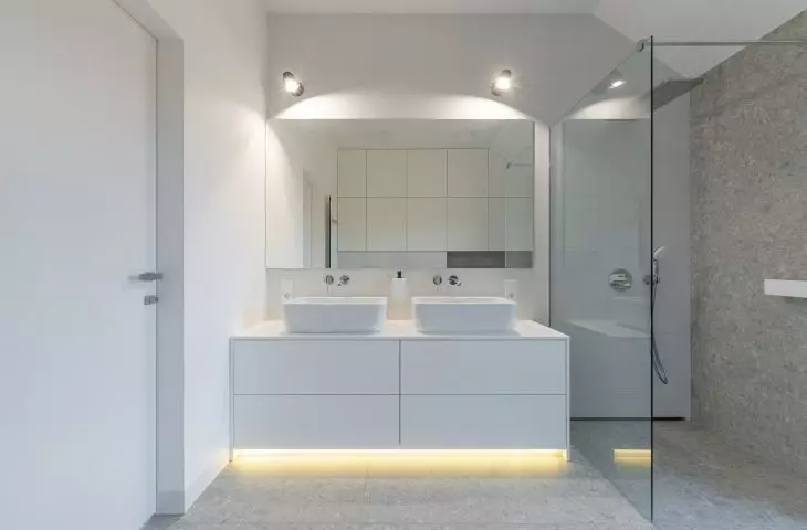 The bathroom was decorated in white