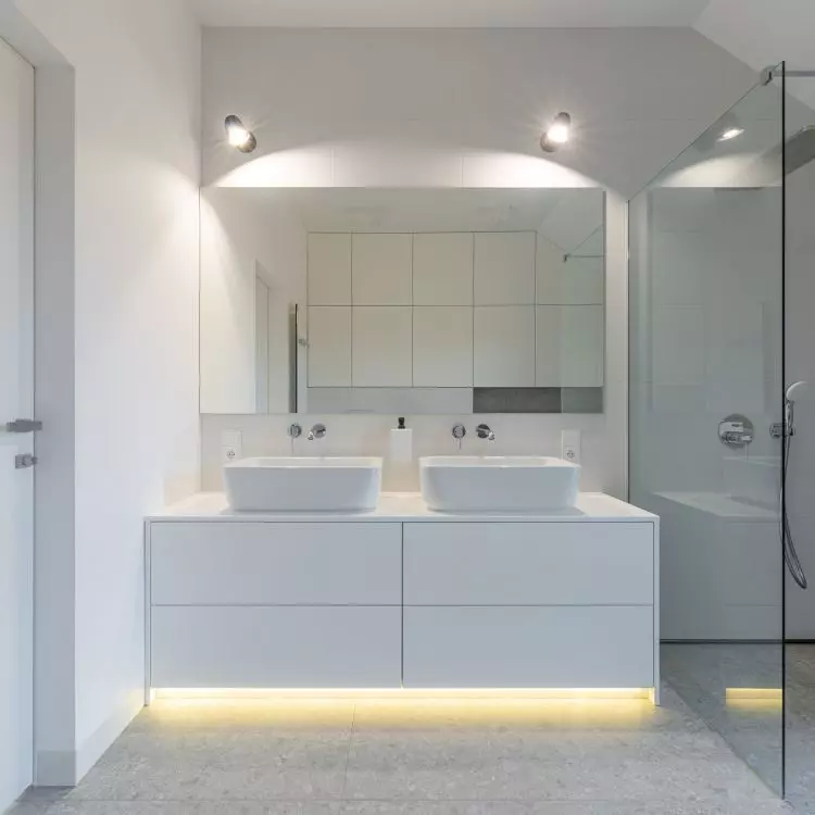 The bathroom was decorated in white