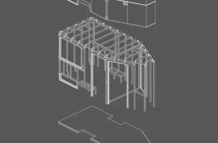 Social trailer design, axonometrics
